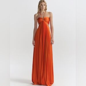 A.L.C. Moira Satin Pleated Maxi Dress